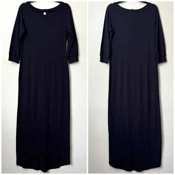 Wilt Slub Cotton Essential Black Midi Maxi Dress Made in USA - Picture 1 of 6